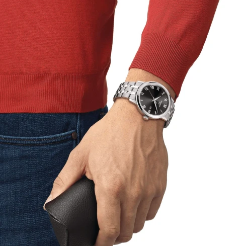 Мъжки ръчен часовник с кварцов механизъм - корпус от Стомана - Стоманена верижка - цвят Черен Сив