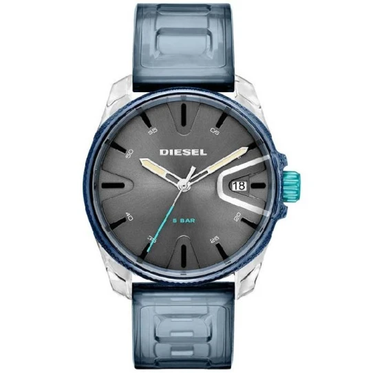 Мъжки ръчен часовник с кварцов механизъм - корпус от Стомана - Силиконова каишка - цвят Черен Син