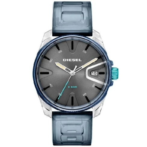 Мъжки ръчен часовник с кварцов механизъм - корпус от Стомана - Силиконова каишка - цвят Черен Син