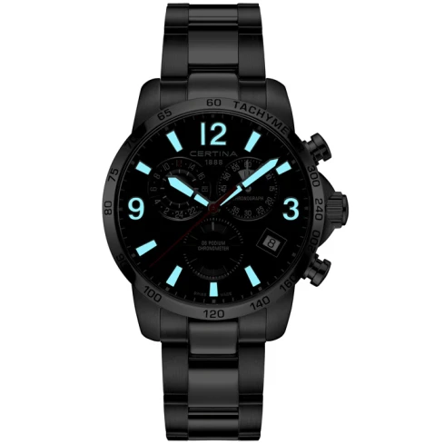 Мъжки ръчен часовник с кварцов механизъм - корпус от Стомана - Стоманена верижка - цвят Черен Сив