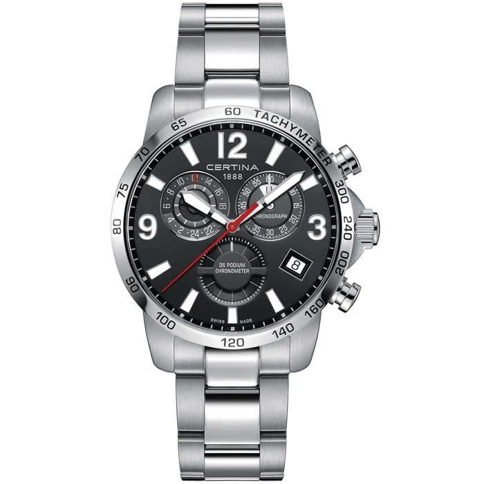 Мъжки ръчен часовник с кварцов механизъм - корпус от Стомана - Стоманена верижка - цвят Черен Сив