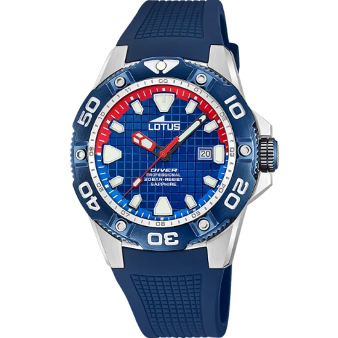 Мъжки ръчен часовник с кварцов механизъм - корпус от Стомана - Каучук - цвят Син