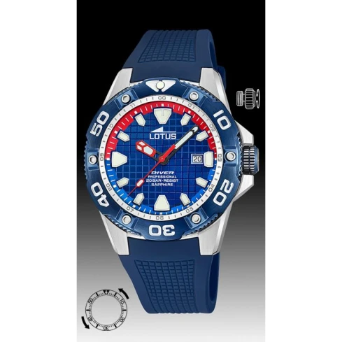 Мъжки ръчен часовник с кварцов механизъм - корпус от Стомана - Каучук - цвят Син