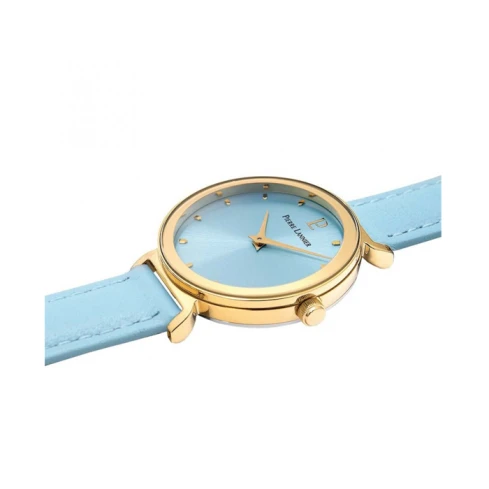 Дамски ръчен часовник с кварцов механизъм - корпус от Стомана - Естествена кожа - цвят Син