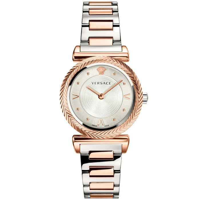 Дамски ръчен часовник с кварцов механизъм - корпус от Стомана - Стоманена верижка - цвят Сив Розово Злато