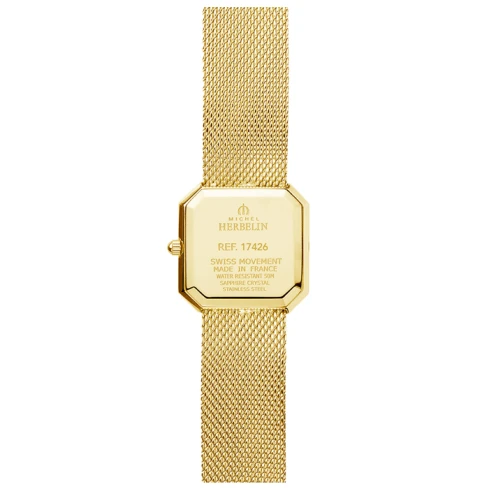 Дамски ръчен часовник с кварцов механизъм - корпус от Стомана - Стоманена верижка - цвят Седеф Злато