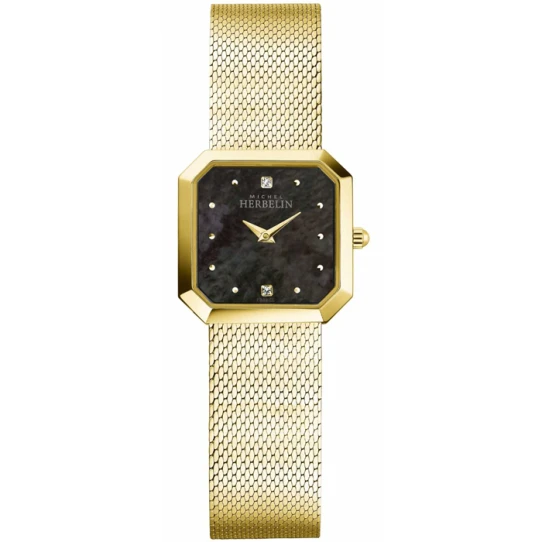 Дамски ръчен часовник с кварцов механизъм - корпус от Стомана - Стоманена верижка - цвят Седеф Злато