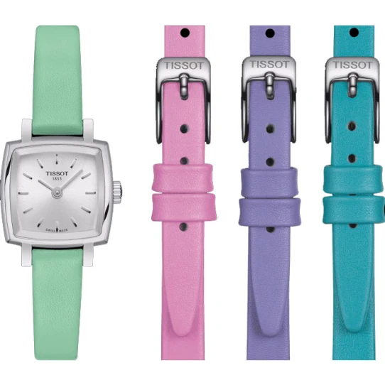 Дамски ръчен часовник с кварцов механизъм - корпус от Стомана - Синтетична кожа - цвят Сребрист Зелен