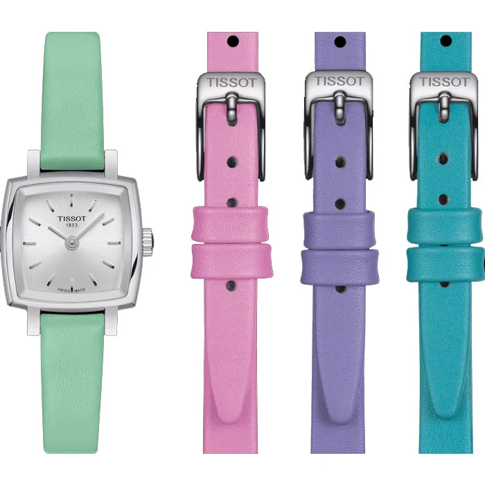 Дамски ръчен часовник с кварцов механизъм - корпус от Стомана - Синтетична кожа - цвят Сребрист Зелен