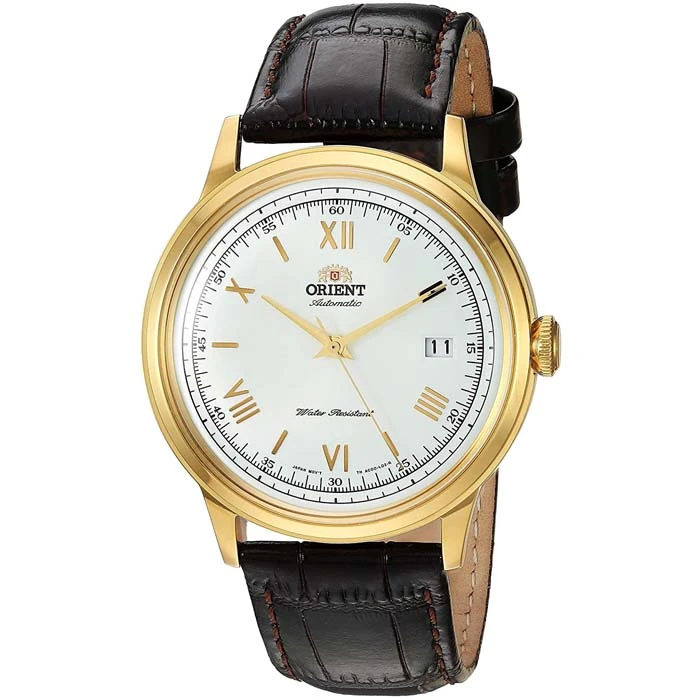 Мъжки ръчен часовник с автоматичен механизъм - корпус от Стомана - Естествена кожа - цвят Бял Червен