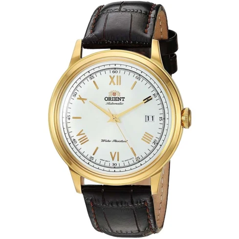 Мъжки ръчен часовник с автоматичен механизъм - корпус от Стомана - Естествена кожа - цвят Бял Червен