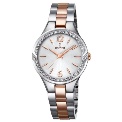 Дамски ръчен часовник с кварцов механизъм - корпус от Стомана - Стоманена верижка - цвят Сребрист Розово Злато