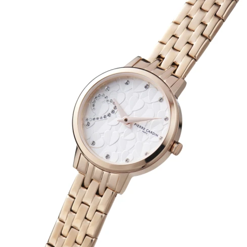 Дамски ръчен часовник с кварцов механизъм - корпус от Стомана - Стоманена верижка - цвят Бял