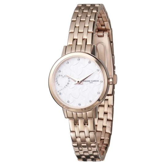 Дамски ръчен часовник с кварцов механизъм - корпус от Стомана - Стоманена верижка - цвят Бял