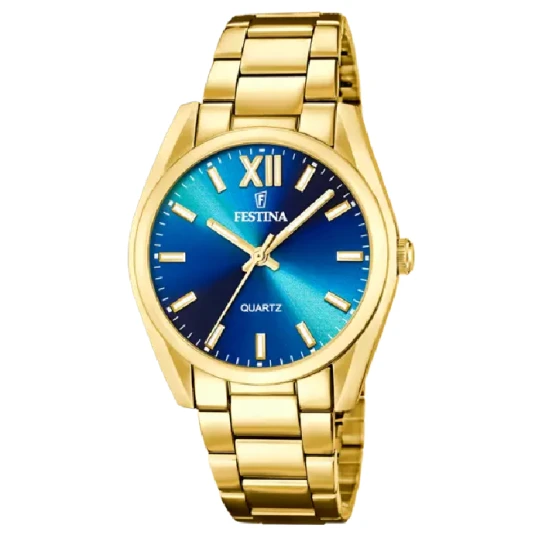 Дамски ръчен часовник с кварцов механизъм - корпус от Стомана - Стоманена верижка - цвят Син