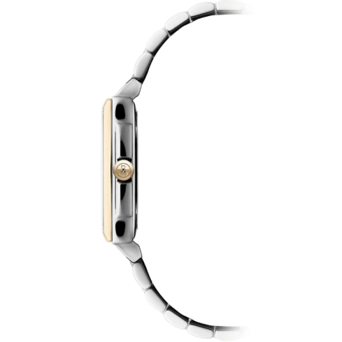 Дамски ръчен часовник с кварцов механизъм - корпус от Стомана и злато 18К - Стоманена верижка - цвят Седеф Син