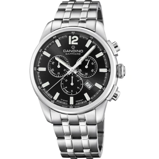 Мъжки ръчен часовник с кварцов механизъм - корпус от Стомана - Стоманена верижка - цвят Черен