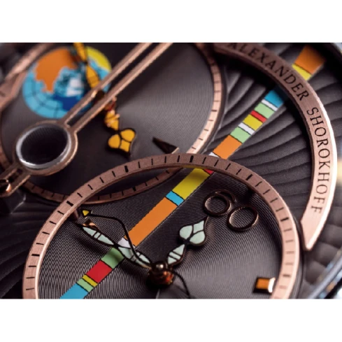 Мъжки ръчен часовник с механичен механизъм - корпус от Стомана - Естествена кожа - цвят Сив Лилав