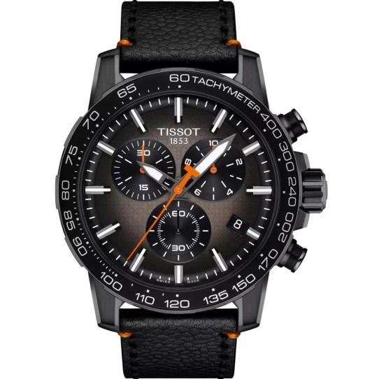 Мъжки ръчен часовник с кварцов механизъм - корпус от Стомана - Естествена кожа - цвят Черен Черен