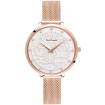 Дамски ръчен часовник с кварцов механизъм - корпус от Стомана - Меш - цвят Бял Розов