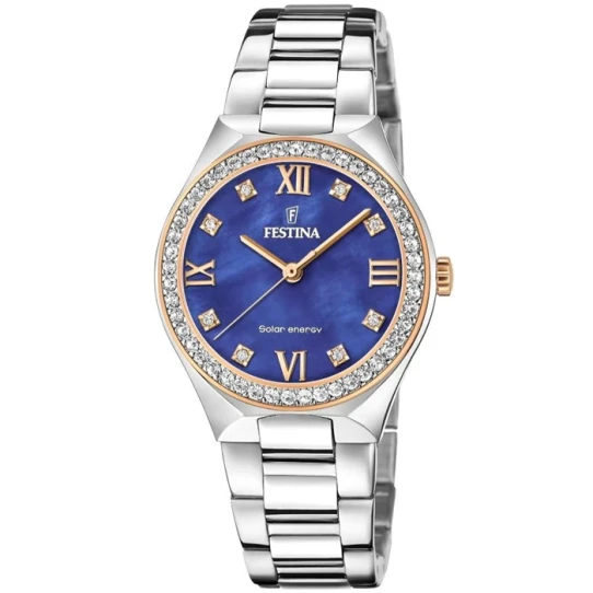 Дамски ръчен часовник с кварцов механизъм - корпус от Стомана - Стоманена верижка - цвят Седеф Злато