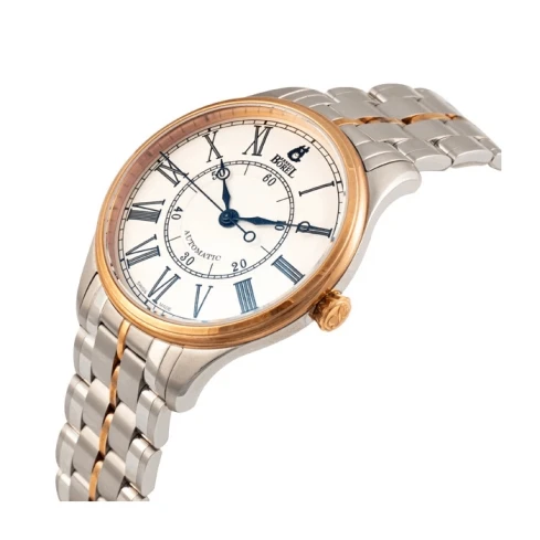 Мъжки ръчен часовник с автоматичен механизъм - корпус от Стомана - Стоманена верижка - цвят Бял Розово Злато