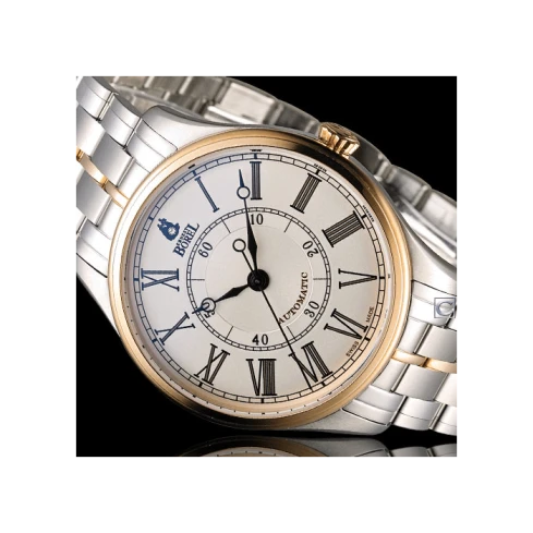 Мъжки ръчен часовник с автоматичен механизъм - корпус от Стомана - Стоманена верижка - цвят Бял Розово Злато