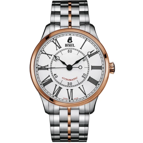 Мъжки ръчен часовник с автоматичен механизъм - корпус от Стомана - Стоманена верижка - цвят Бял Розово Злато