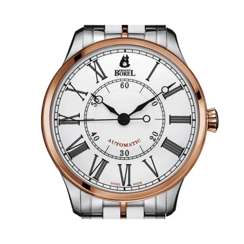 Мъжки ръчен часовник с автоматичен механизъм - корпус от Стомана - Стоманена верижка - цвят Бял Розово Злато