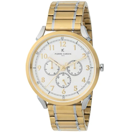 Мъжки ръчен часовник с кварцов механизъм - корпус от Стомана - Стоманена верижка - цвят Бял Сив