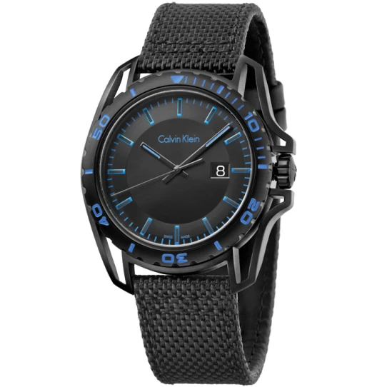 Мъжки ръчен часовник с кварцов механизъм - корпус от Стомана - Текстил - цвят Черен Черен