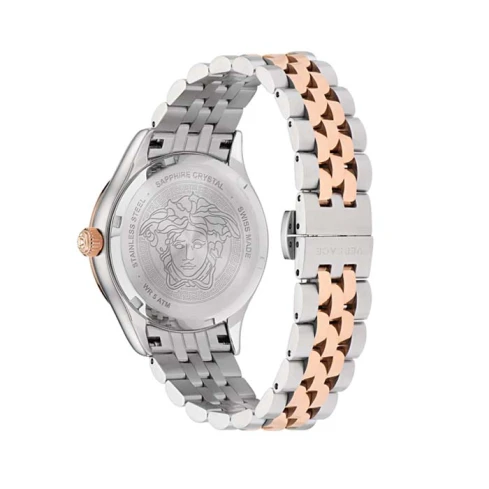 Дамски ръчен часовник с кварцов механизъм - корпус от Стомана - Стоманена верижка - цвят Зелен Розово Злато