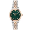 Дамски ръчен часовник с кварцов механизъм - корпус от Стомана - Стоманена верижка - цвят Зелен Розово Злато