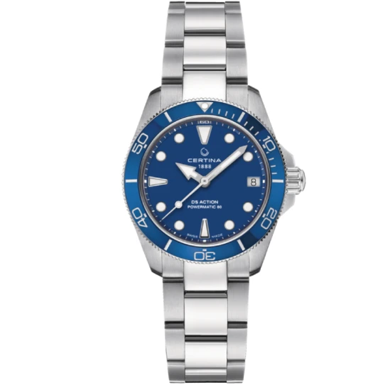 Дамски ръчен часовник с автоматичен механизъм - корпус от Стомана - Стоманена верижка - цвят Син