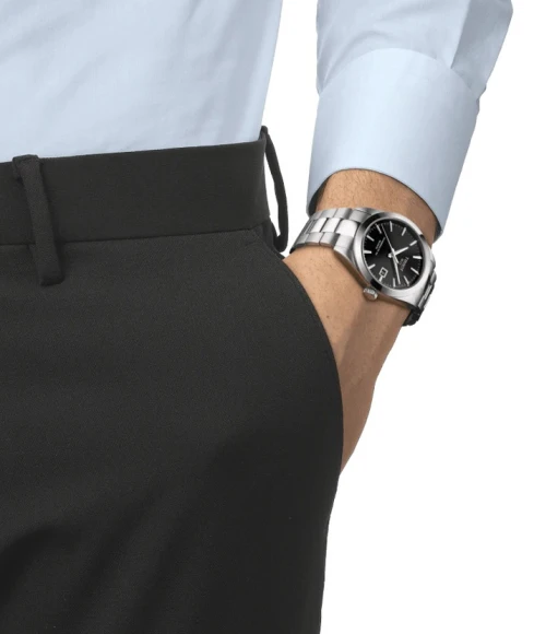 Мъжки ръчен часовник с автоматичен механизъм - корпус от Стомана - Стоманена верижка - цвят Черен Сив