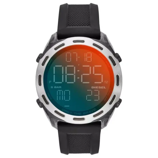 Мъжки ръчен часовник с кварцов механизъм - корпус от Полимер - Силиконова каишка - цвят Черен