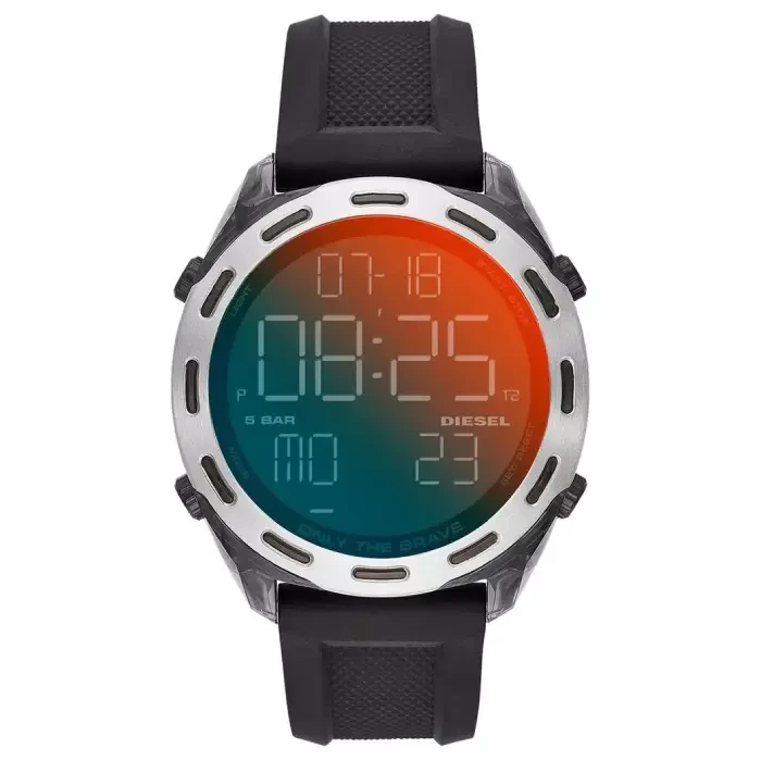 Мъжки ръчен часовник с кварцов механизъм - корпус от Полимер - Силиконова каишка - цвят Черен