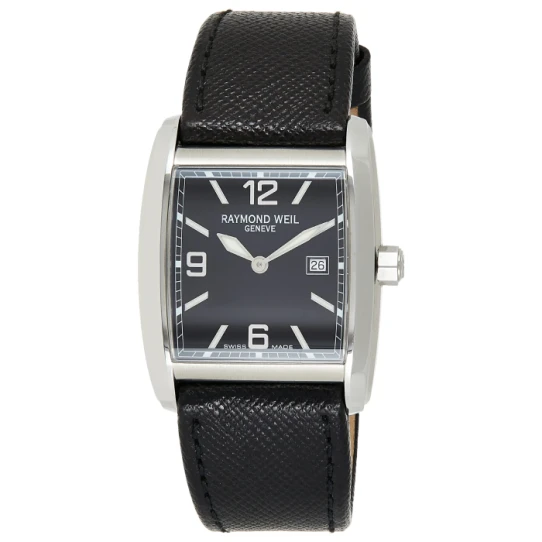 Мъжки ръчен часовник с кварцов механизъм - корпус от Стомана - Естествена кожа - цвят Черен Червен