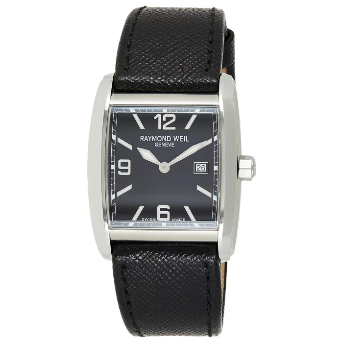 Мъжки ръчен часовник с кварцов механизъм - корпус от Стомана - Естествена кожа - цвят Черен Червен