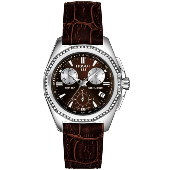 Дамски ръчен часовник с кварцов механизъм - корпус от Стомана - Естествена кожа - цвят Кафяв Кафяв