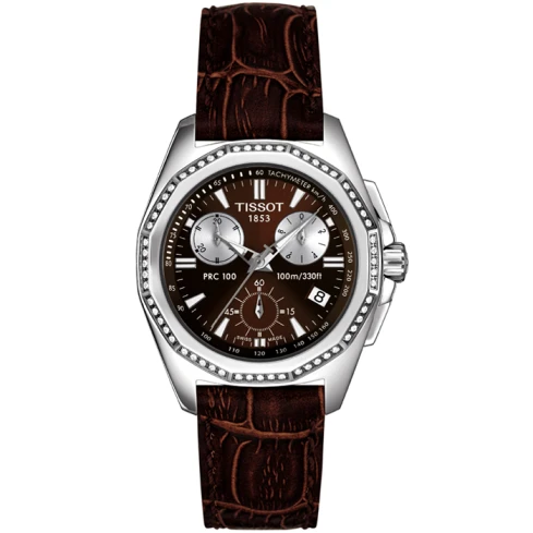 Дамски ръчен часовник с кварцов механизъм - корпус от Стомана - Естествена кожа - цвят Кафяв Кафяв