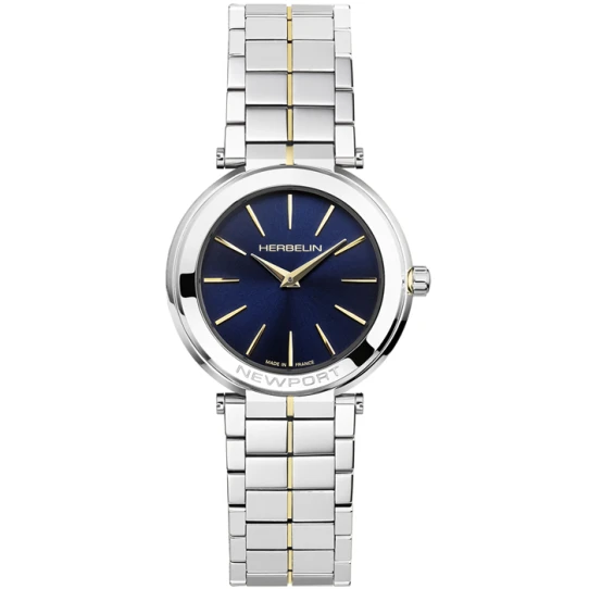 Дамски ръчен часовник с кварцов механизъм - корпус от Стомана - Стоманена верижка - цвят Син Злато