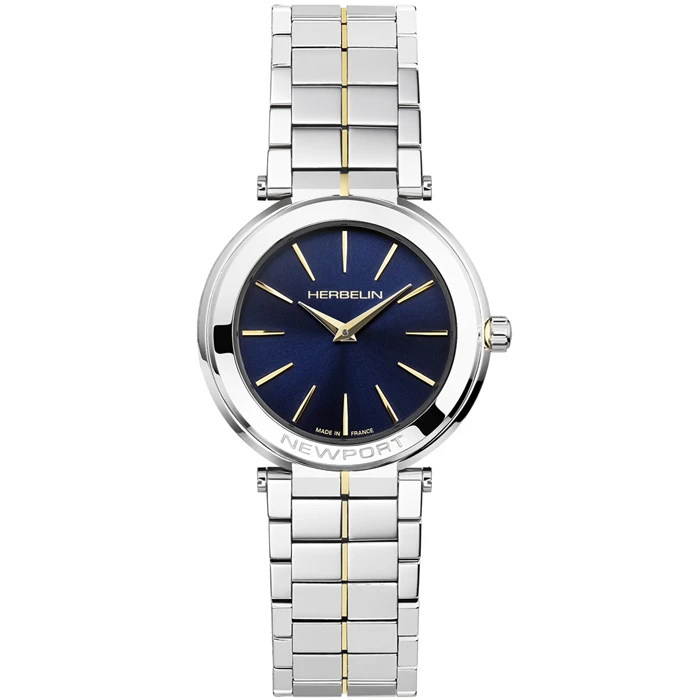 Дамски ръчен часовник с кварцов механизъм - корпус от Стомана - Стоманена верижка - цвят Син Злато