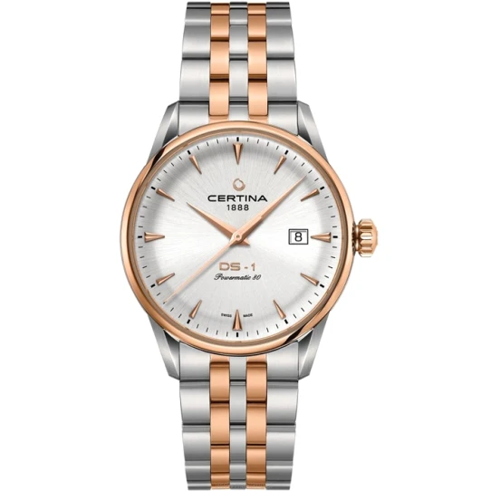 Мъжки ръчен часовник с автоматичен механизъм - корпус от Стомана - Стоманена верижка - цвят Сребрист Розово Злато