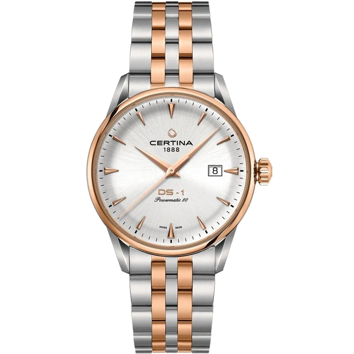 Мъжки ръчен часовник с автоматичен механизъм - корпус от Стомана - Стоманена верижка - цвят Сребрист Розово Злато