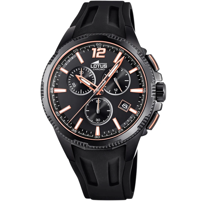 Мъжки ръчен часовник с кварцов механизъм - корпус от Стомана - Силиконова каишка - цвят Черен Черен