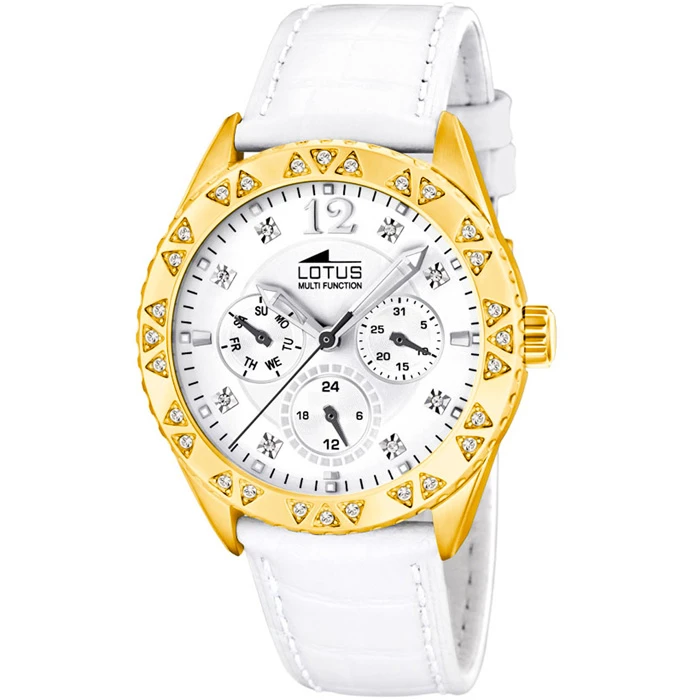 Дамски ръчен часовник с кварцов механизъм - корпус от Стомана - Естествена кожа - цвят Бял Бял