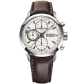 Мъжки ръчен часовник с автоматичен механизъм - корпус от Стомана - Естествена кожа - цвят Бял Кафяв