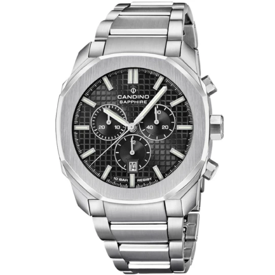 Мъжки ръчен часовник с кварцов механизъм - корпус от Стомана - Стоманена верижка - цвят Черен