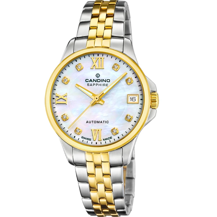 Дамски ръчен часовник с автоматичен механизъм - корпус от Стомана - Стоманена верижка - цвят Седеф